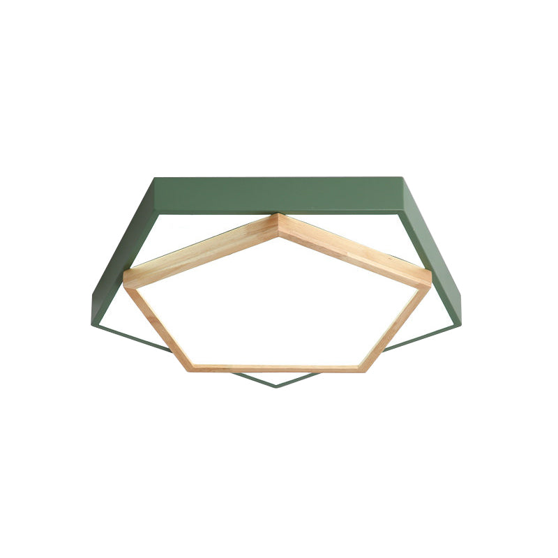 Pentagon Macaron Acrylic LED Flush Mount Lamp in White/Warm/Natural Light - Sizes 14"/18"/21.5