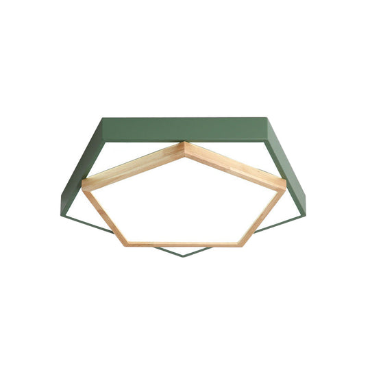 Pentagon Macaron Acrylic LED Flush Mount Lamp in White/Warm/Natural Light - Sizes 14"/18"/21.5