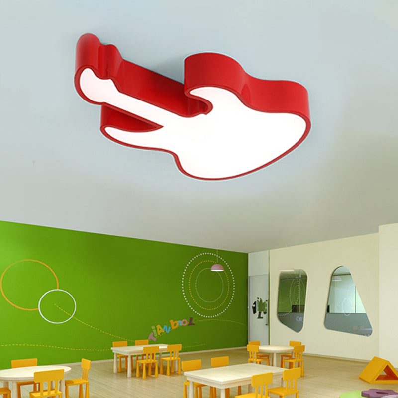 Contemporary LED Acrylic Ceiling Lamp in Red/Orange for Kindergarten - Warm/White Light