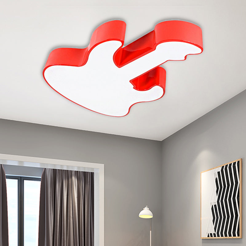 Contemporary LED Acrylic Ceiling Lamp in Red/Orange for Kindergarten - Warm/White Light