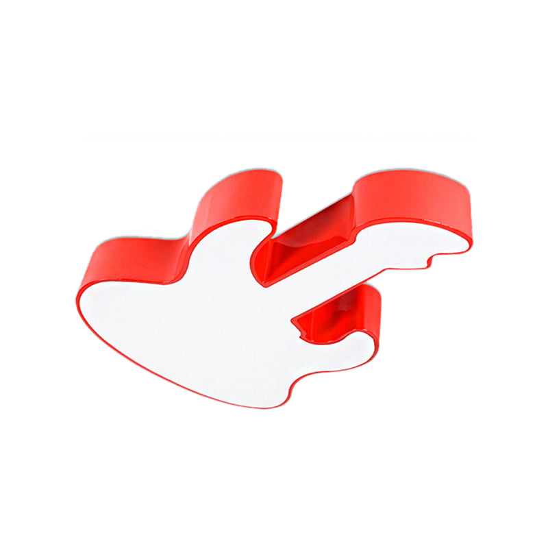 Contemporary LED Acrylic Ceiling Lamp in Red/Orange for Kindergarten - Warm/White Light