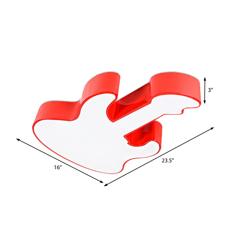 Contemporary LED Acrylic Ceiling Lamp in Red/Orange for Kindergarten - Warm/White Light