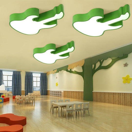 Contemporary LED Acrylic Ceiling Lamp in Red/Orange for Kindergarten - Warm/White Light