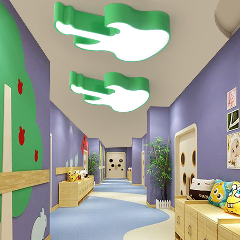 Contemporary LED Acrylic Ceiling Lamp in Red/Orange for Kindergarten - Warm/White Light