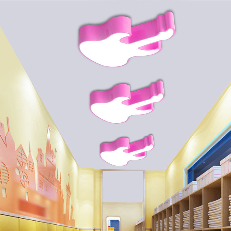 Contemporary LED Acrylic Ceiling Lamp in Red/Orange for Kindergarten - Warm/White Light