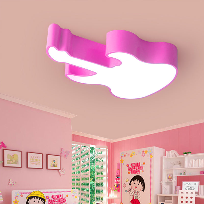 Contemporary LED Acrylic Ceiling Lamp in Red/Orange for Kindergarten - Warm/White Light