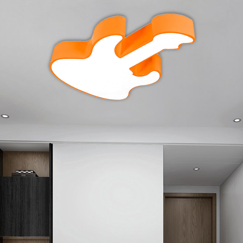 Contemporary LED Acrylic Ceiling Lamp in Red/Orange for Kindergarten - Warm/White Light
