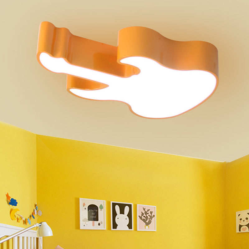 Contemporary LED Acrylic Ceiling Lamp in Red/Orange for Kindergarten - Warm/White Light