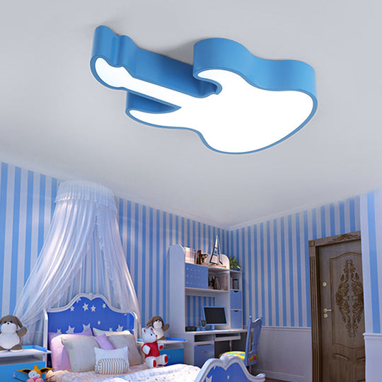 Contemporary LED Acrylic Ceiling Lamp in Red/Orange for Kindergarten - Warm/White Light