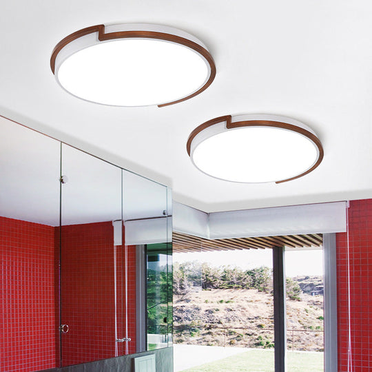 Modern Circle Flush Mount Macaron Metal LED Lamp, White/Green, with Acrylic Diffuser for Living Room - 13"/17"/21" Wide