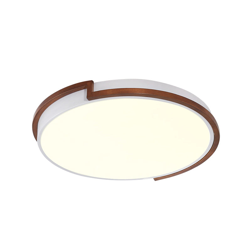 Modern Circle Flush Mount Macaron Metal LED Lamp, White/Green, with Acrylic Diffuser for Living Room - 13"/17"/21" Wide