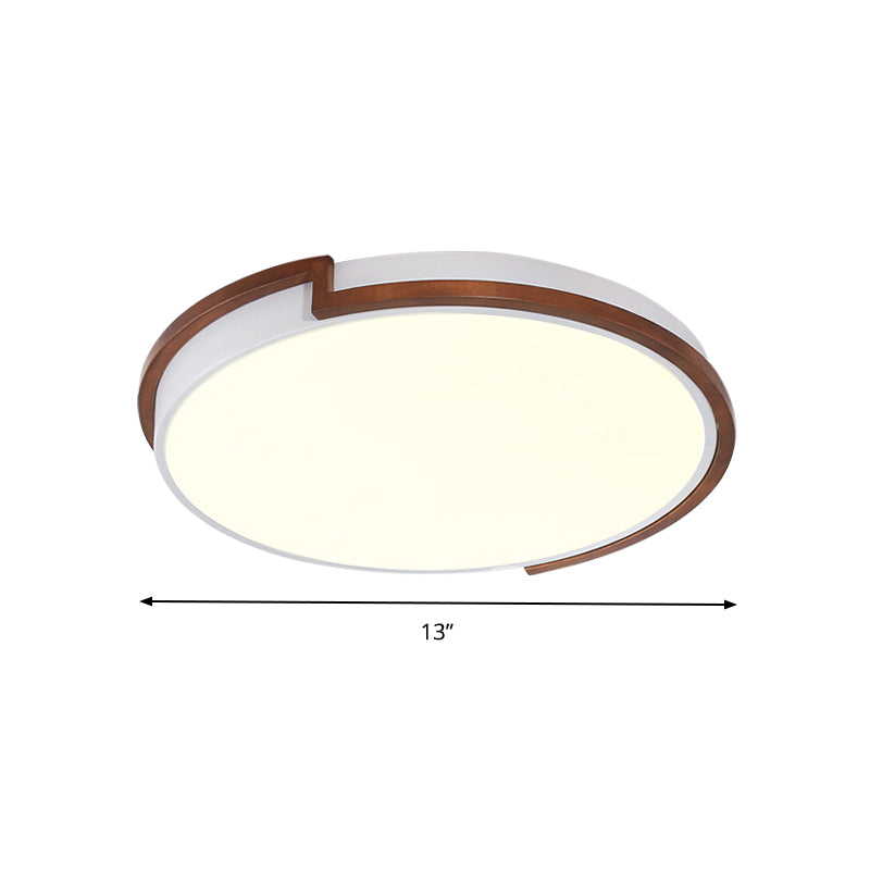 Modern Circle Flush Mount Macaron Metal LED Lamp, White/Green, with Acrylic Diffuser for Living Room - 13"/17"/21" Wide