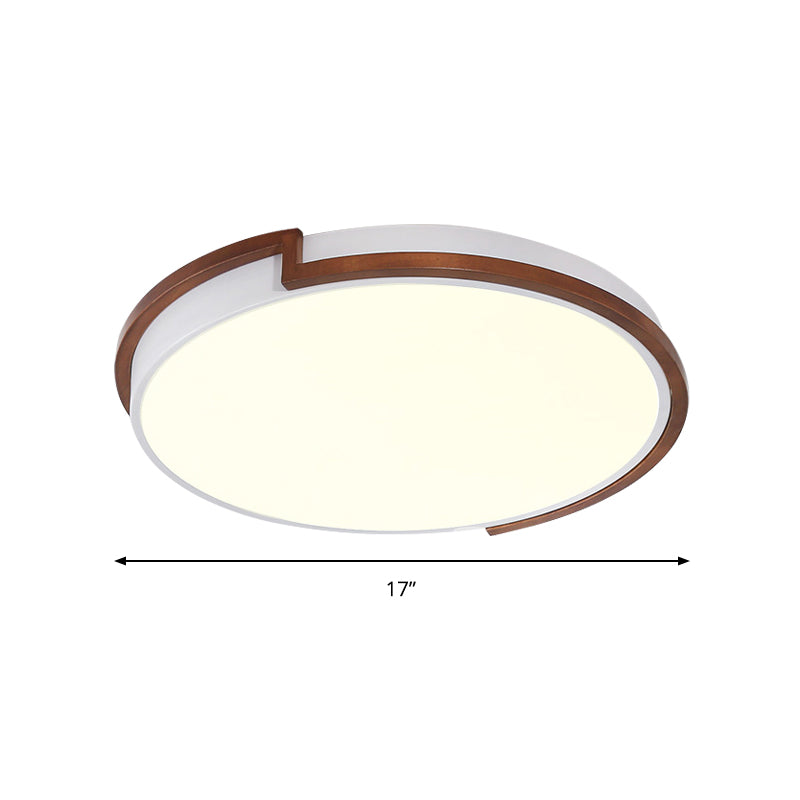 Modern Circle Flush Mount Macaron Metal LED Lamp, White/Green, with Acrylic Diffuser for Living Room - 13"/17"/21" Wide