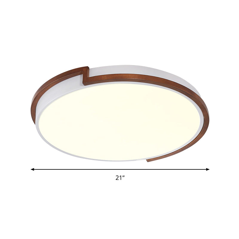 Modern Circle Flush Mount Macaron Metal LED Lamp, White/Green, with Acrylic Diffuser for Living Room - 13"/17"/21" Wide