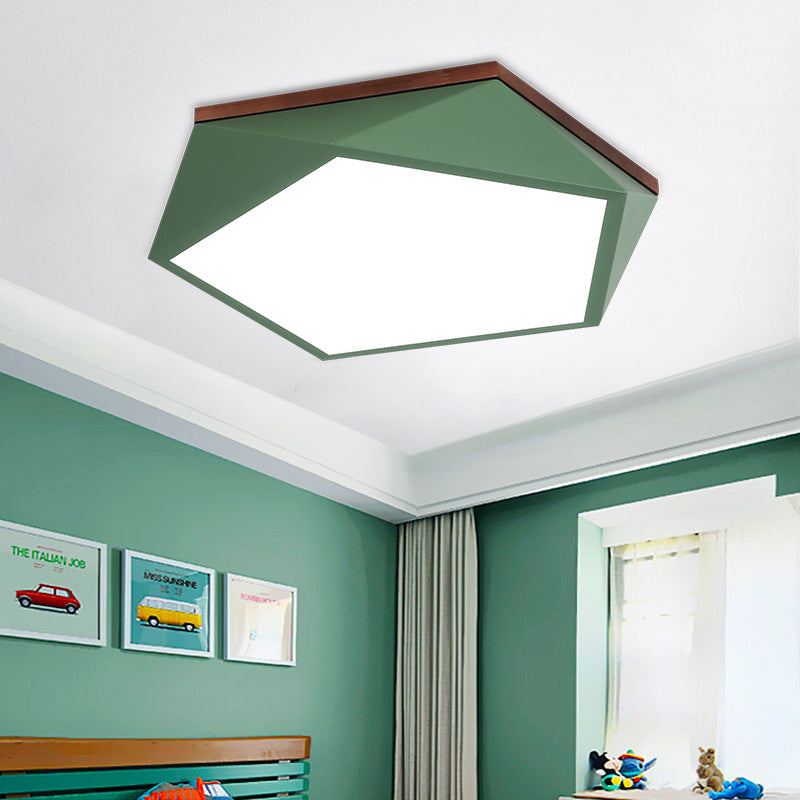 Minimalist Metal Green LED Flush Mount Ceiling Light with Acrylic Diffuser - 16.5"/20.5" Wide for Living Room