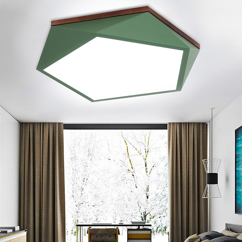 Minimalist Metal Green LED Flush Mount Ceiling Light with Acrylic Diffuser - 16.5"/20.5" Wide for Living Room