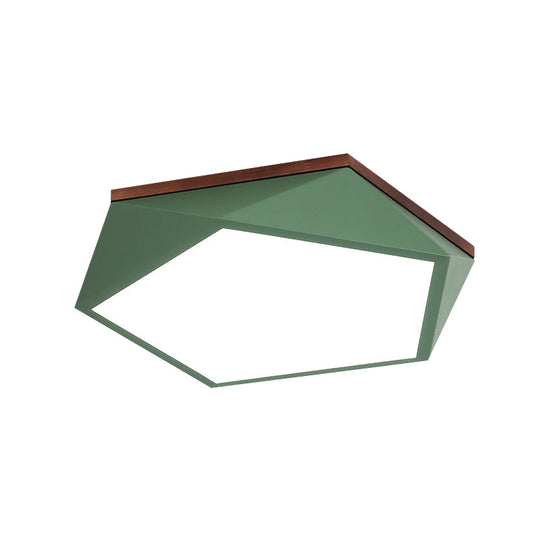 Minimalist Metal Green LED Flush Mount Ceiling Light with Acrylic Diffuser - 16.5"/20.5" Wide for Living Room