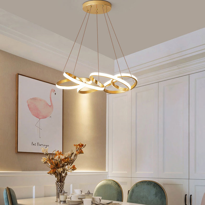 Modern Acrylic Led Chandelier Lamp - Wide Curve Design White/Warm Light 19.5/25.5 Gold Pendant For