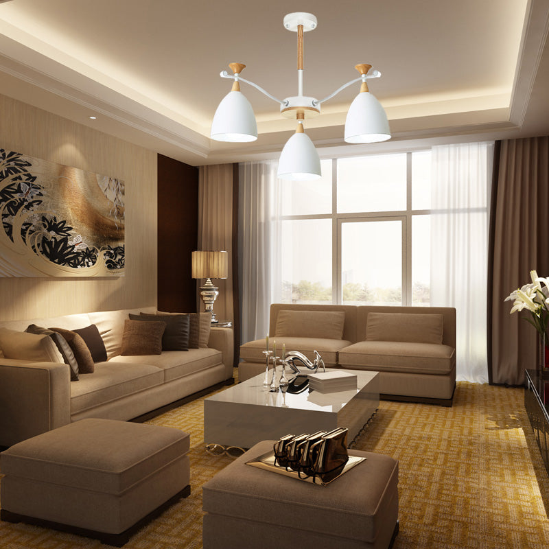 Contemporary Cone Chandelier Pendant Light - Metal 3/6/8 Lights Grey/White/Green Bedroom Lighting