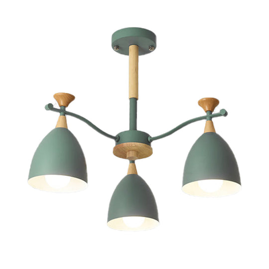 Modern Cone Chandelier Pendant Light - Metal Hanging Ceiling Light for Bedroom (3/6/8 Lights) - Grey/White/Green