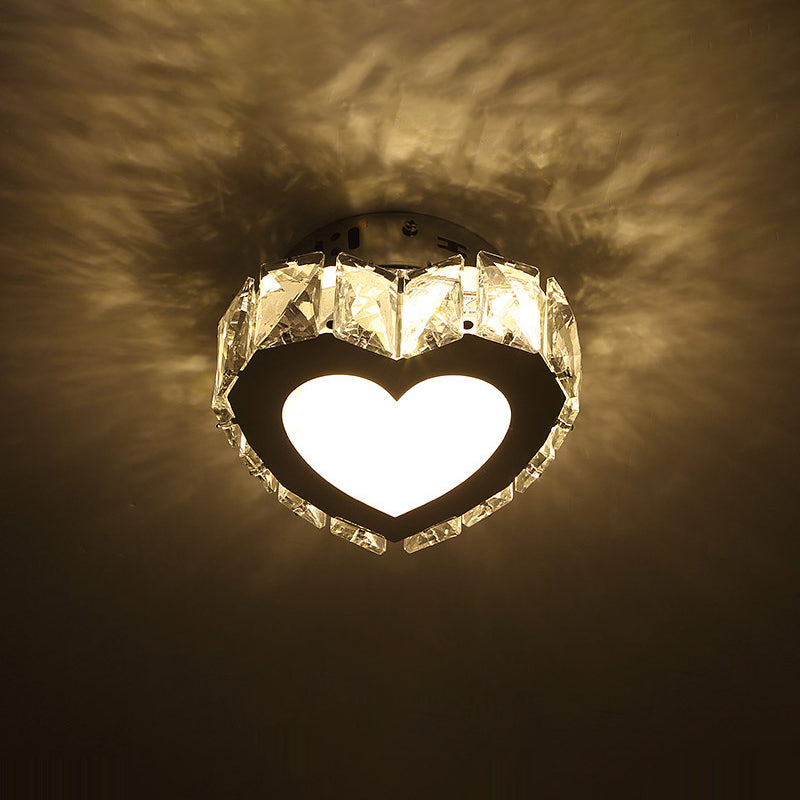Stainless-Steel Led Crystal Flush Mount Ceiling Light: Modern Star Design For Corridors / Small