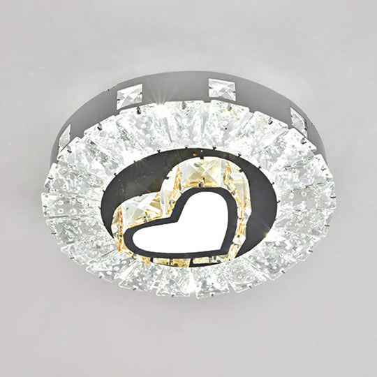Modern Crystal Led Flush Mount Ceiling Light In Stainless-Steel For Corridors / White J
