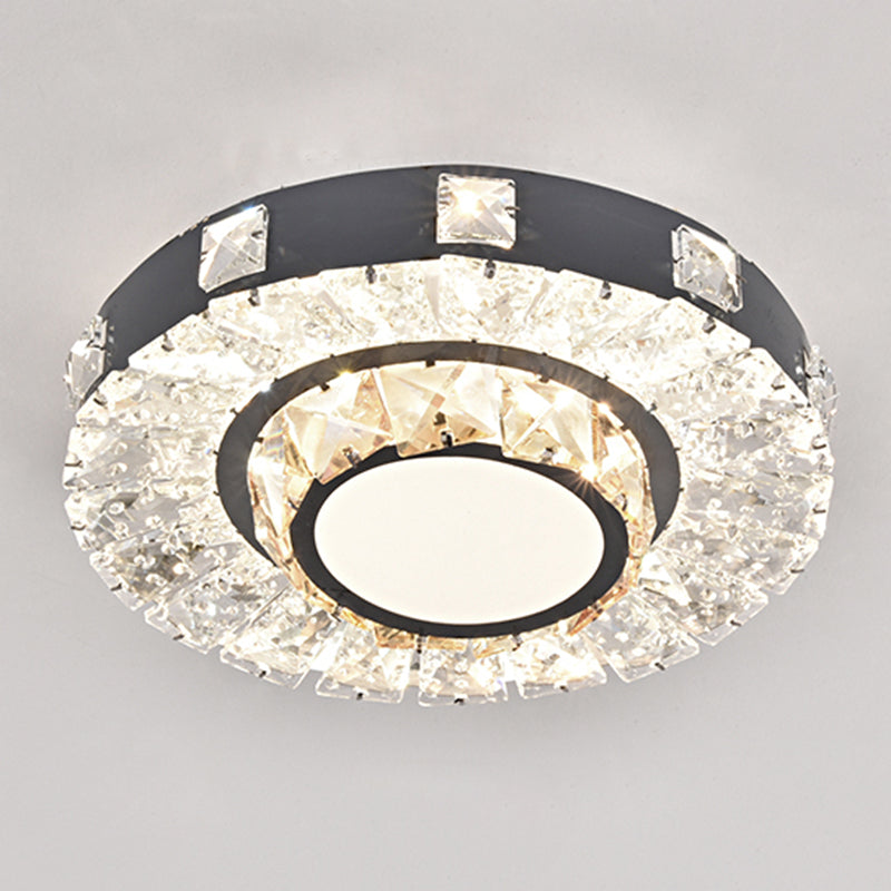 Modern Crystal Led Flush Mount Ceiling Light In Stainless-Steel For Corridors / Third Gear I