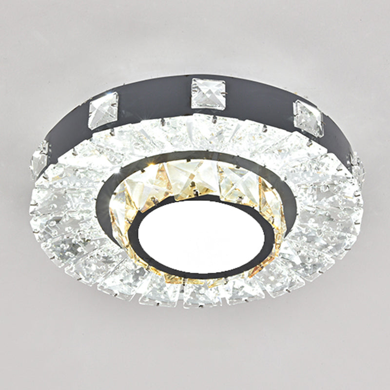 Plafonnier LED moderne en cristal et acier inoxydable pour couloirs
