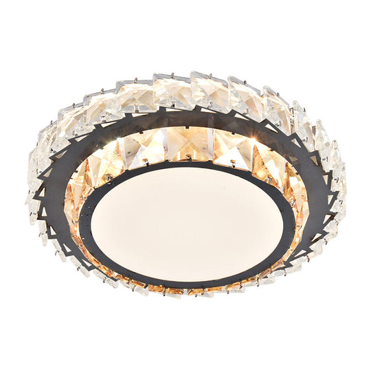 Modern Crystal Led Flush Mount Ceiling Light In Stainless-Steel For Corridors