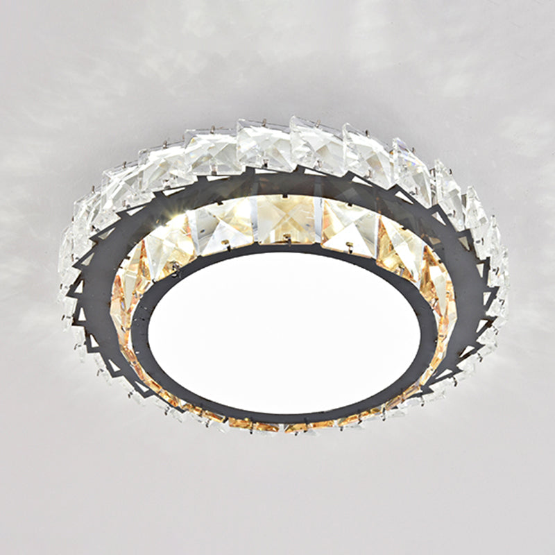 Plafonnier LED moderne en cristal et acier inoxydable pour couloirs
