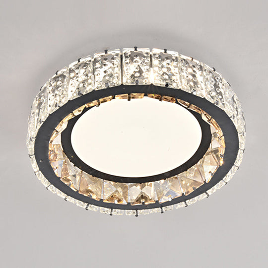 Modern Crystal Led Flush Mount Ceiling Light In Stainless-Steel For Corridors / Third Gear B
