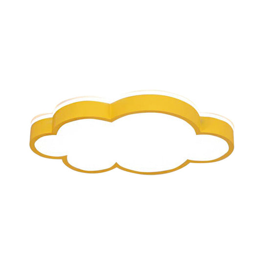 Cartoon Style LED Pendant Light for Bedroom Ceiling - Yellow/White Cloud Shade, Acrylic and Metal