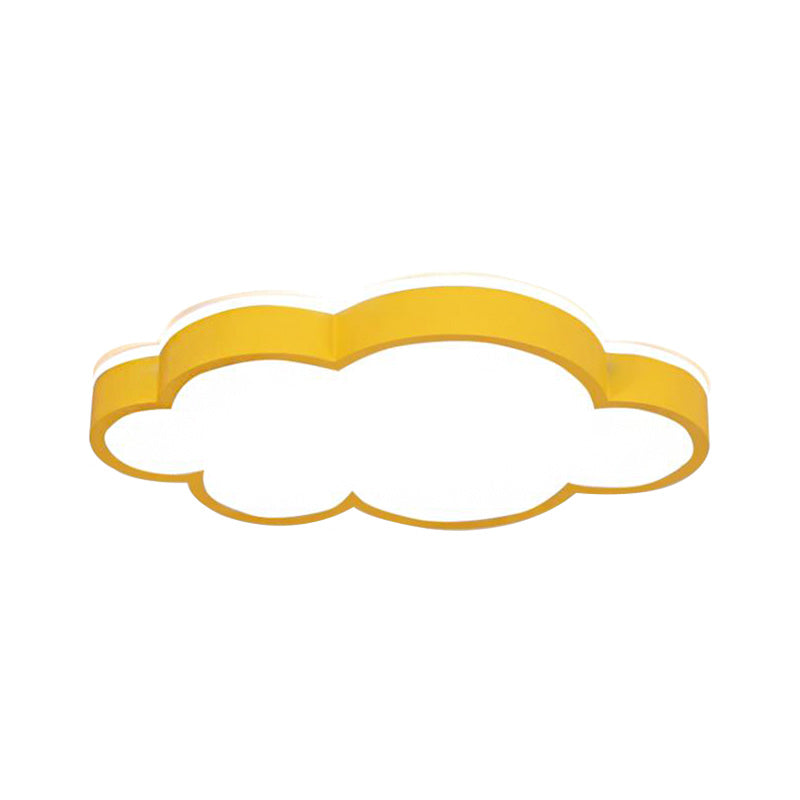 Cartoon Style Led Pendant Light For Bedroom Ceiling - Yellow/White Cloud Shade Acrylic And Metal