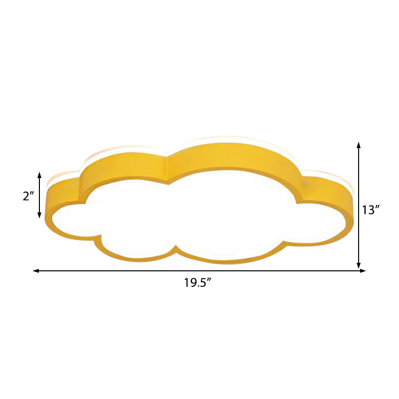 Cartoon Style LED Pendant Light for Bedroom Ceiling - Yellow/White Cloud Shade, Acrylic and Metal