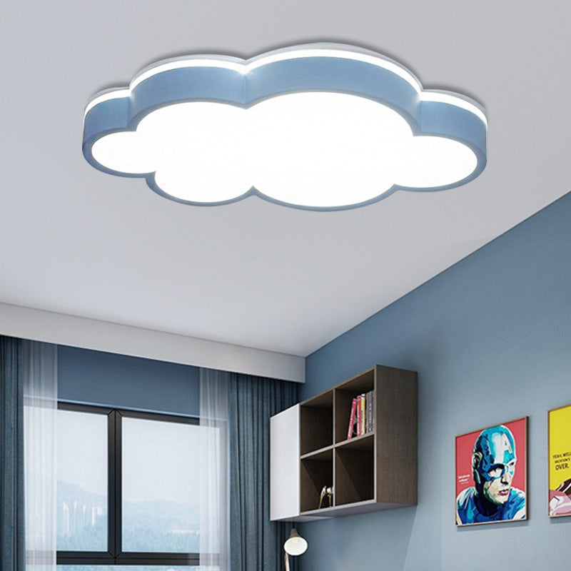 Cartoon Style LED Pendant Light for Bedroom Ceiling - Yellow/White Cloud Shade, Acrylic and Metal