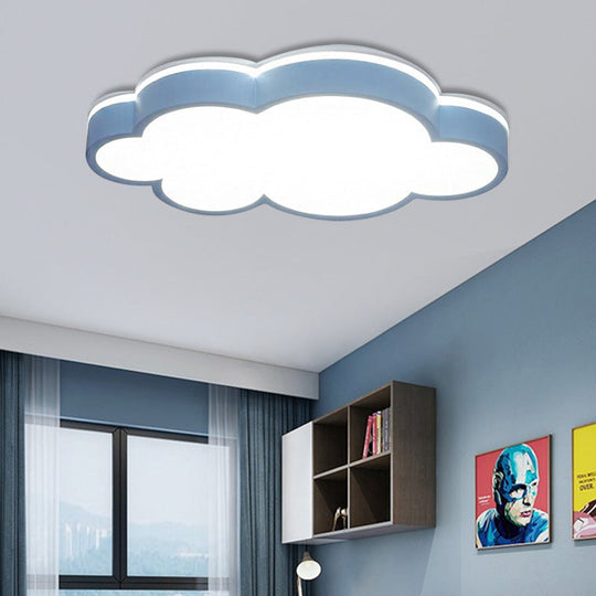 Cartoon Style LED Pendant Light for Bedroom Ceiling - Yellow/White Cloud Shade, Acrylic and Metal