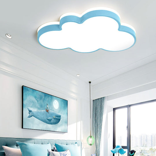 Cartoon Style Led Pendant Light For Bedroom Ceiling - Yellow/White Cloud Shade Acrylic And Metal