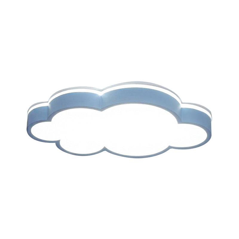 Cartoon Style LED Pendant Light for Bedroom Ceiling - Yellow/White Cloud Shade, Acrylic and Metal