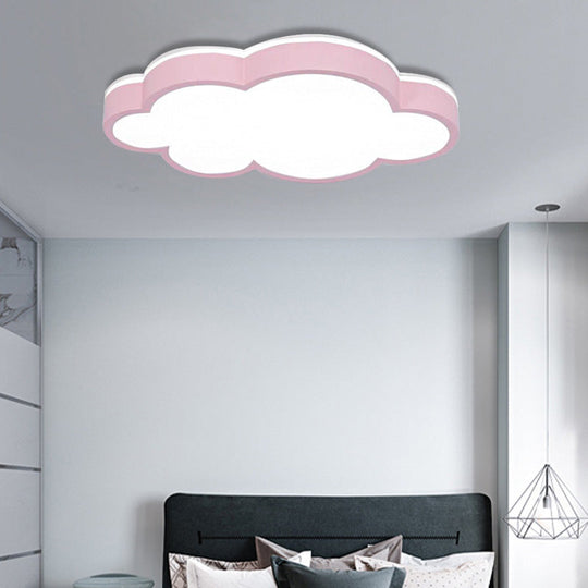 Cartoon Style LED Pendant Light for Bedroom Ceiling - Yellow/White Cloud Shade, Acrylic and Metal