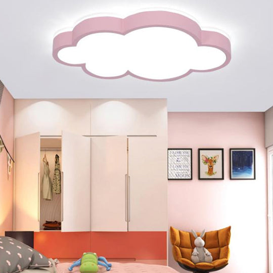 Cartoon Style LED Pendant Light for Bedroom Ceiling - Yellow/White Cloud Shade, Acrylic and Metal