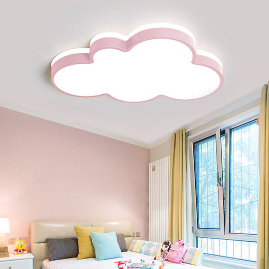 Cartoon Style LED Pendant Light for Bedroom Ceiling - Yellow/White Cloud Shade, Acrylic and Metal