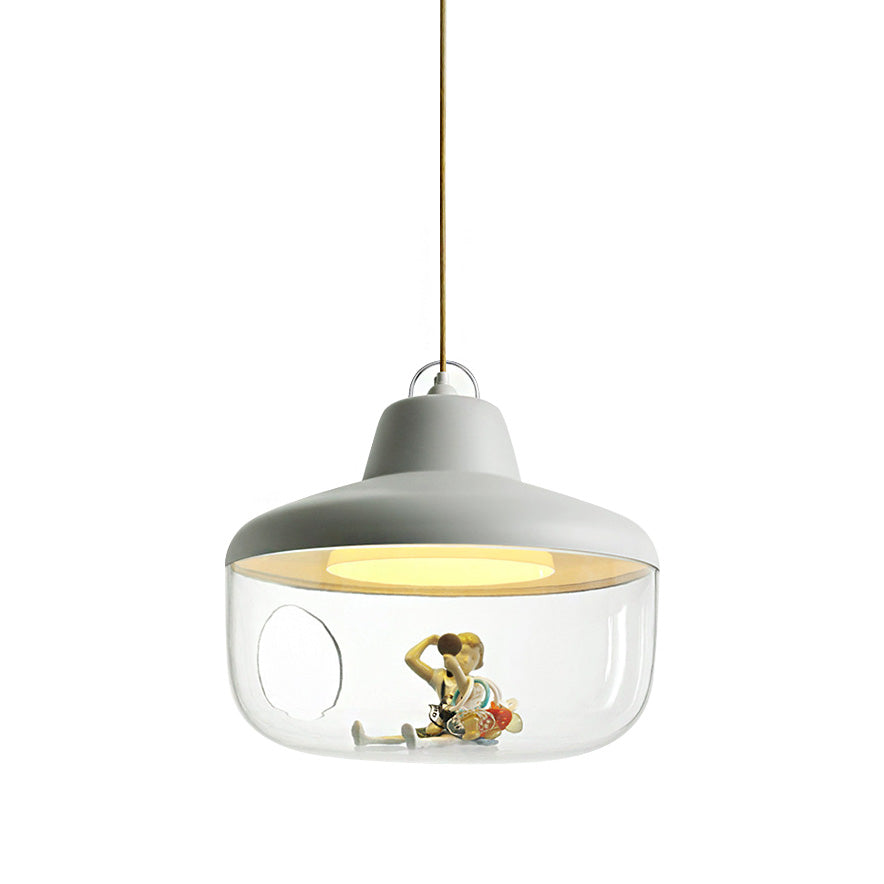 Macaron Style Black/Yellow Urn Pendant Light: Clear Glass Ceiling Lamp For Dining Room