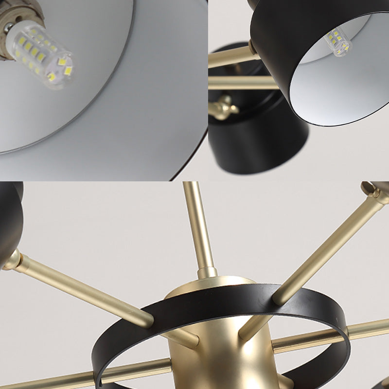 Modern Radial Pendant Chandelier - 6/8 Lights Metal Hanging Light For Bedroom Black/White