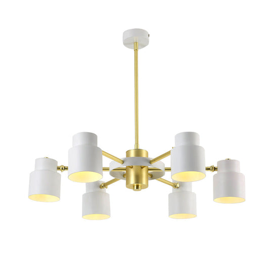 Modern Radial Pendant Chandelier - 6/8 Lights Metal Hanging Light For Bedroom Black/White