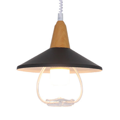 Stylish Black/Blue Conic Shade Hanging Lamp: Macaron-inspired Metal Pendant Light for Dining Table (1 Head)