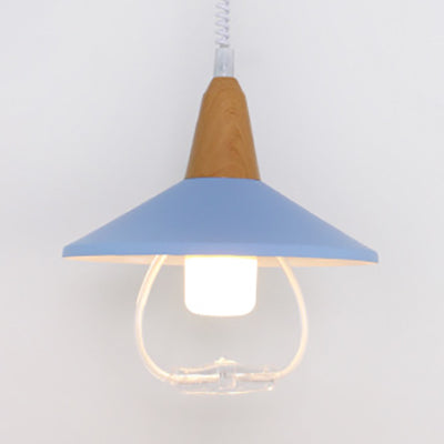 Stylish Black/Blue Conic Shade Hanging Lamp: Macaron-inspired Metal Pendant Light for Dining Table (1 Head)