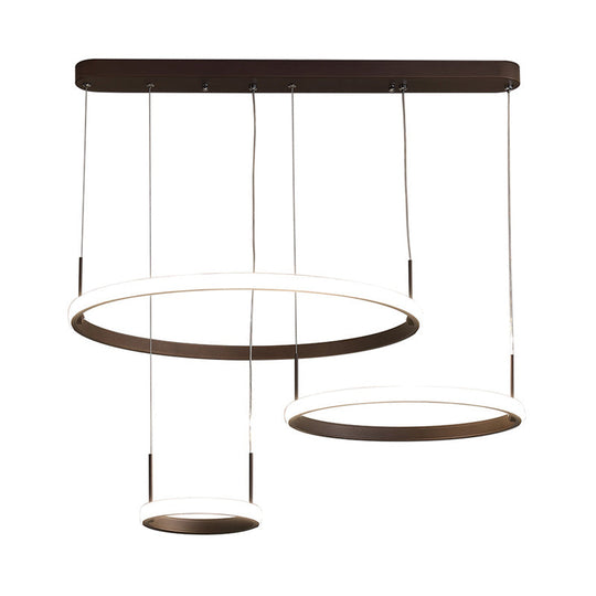 Bruno Minimalist Acrylic Circle Chandelier - White/Warm/Natural Light Options 2/3/5-Head Ceiling