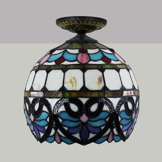 Plafonnier en laiton et verre taillé de style victorien avec abat-jour en forme de globe/dôme - Luminaire encastré de 8,5"/12" de largeur