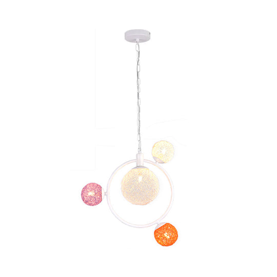 Orbit Glass Pendant Chandelier - Modern 4/7-Light Ceiling Fixture With Hanging Ring (Black/White)