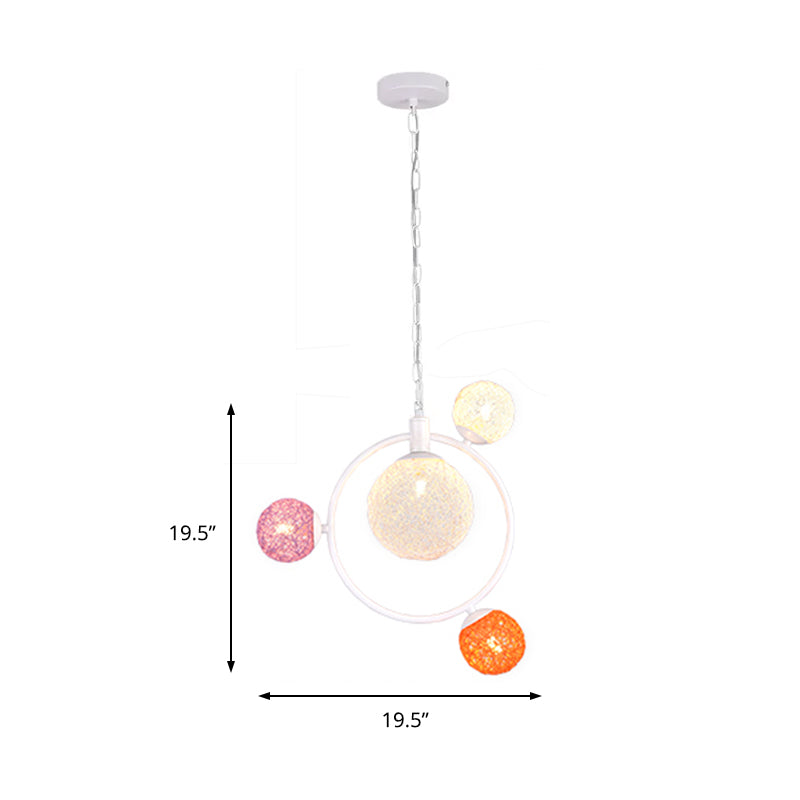 Orbit Glass Pendant Chandelier - 4/7-Light Ceiling Fixture with Black/White Hanging Ring